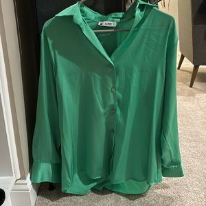 Green sateen type shirt